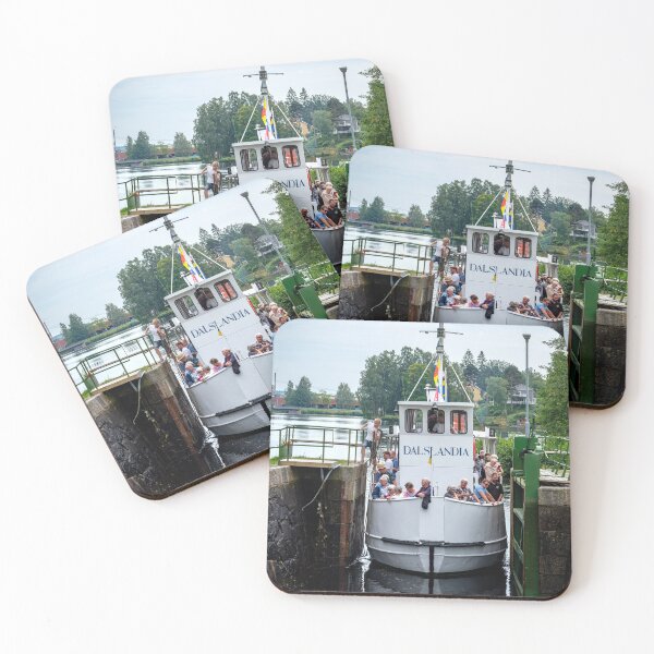 Item preview, The old white canal boat slides into the lock designed and sold by connyM-Sweden.
