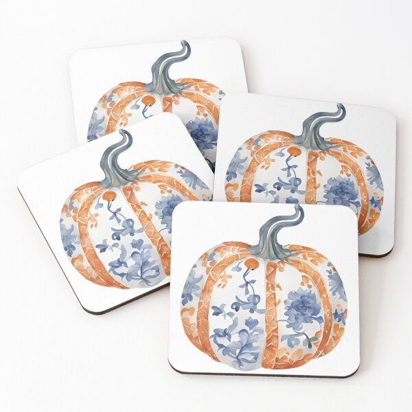 Item preview, Blue, Orange and White Chinoiserie Pumpkin 2 designed and sold by TheChinoiserie.
