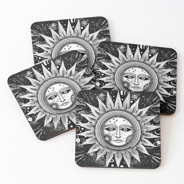 Item preview, ENGRAVING OF A STYLIZED SUN IN BLACK AND WHITE. designed and sold by infinitearte.