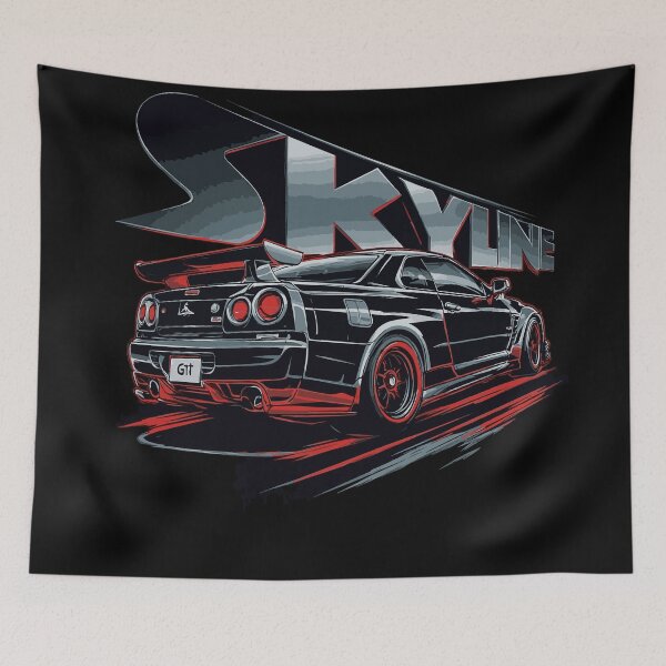 Item preview, Skyline in Motion: Speed Meets Elegance (black line red) designed and sold by Bubble-Bay Shop.