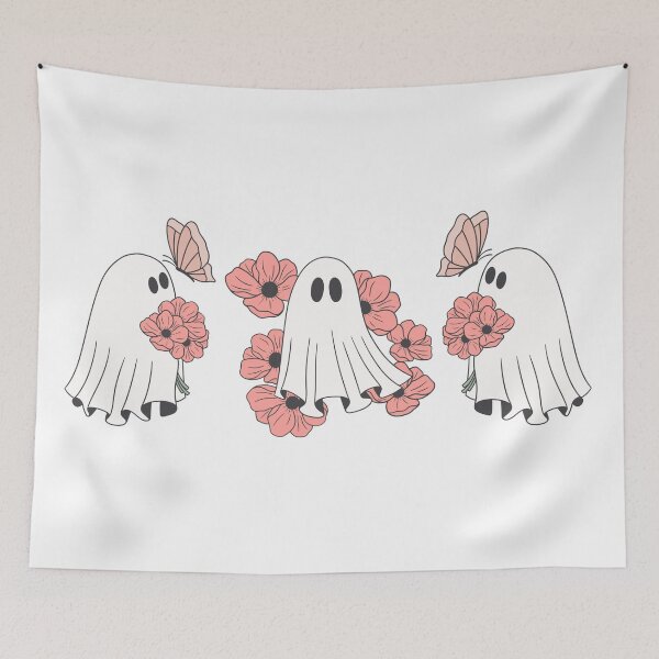 Item preview, Cute Ghosts with Pink Flowers designed and sold by StudioPancake.