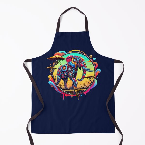 Item preview, Psychedelic Retro Style Robotic Elephant designed and sold by critterpatchusa.