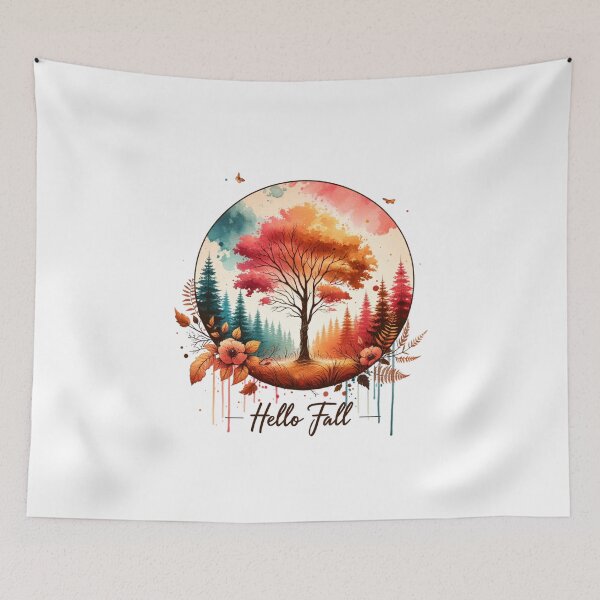Item preview, Hello Fall – Watercolor Pumpkins & Autumn Blooms for Seasonal Apparel & Decor designed and sold by artedigital99.