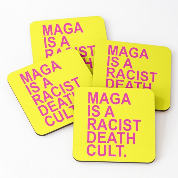 Item preview, Maga is a Racist Death Cult - Hot Pink on Yellow designed and sold by Thelittlelord.