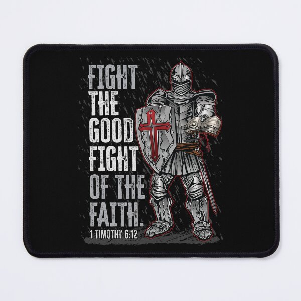 Item preview, Knight Holding Bible Good Fight of Faith Verse designed and sold by WBGraphix.