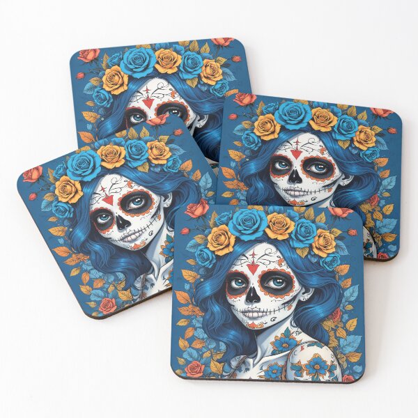 Item preview, Santa Muerte - Orange and Blue Roses designed and sold by DracaGwen.