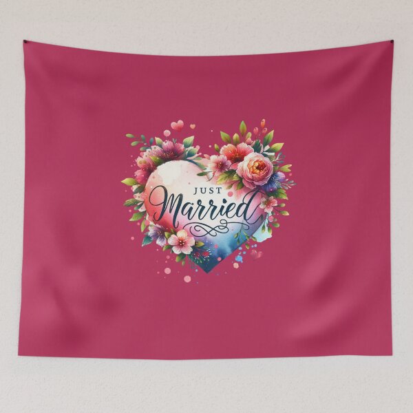 Item preview, "Just Married" Floral Heart – Romantic Wedding Design for T-Shirts & Gifts designed and sold by artedigital99.