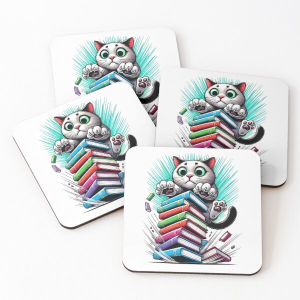 Item preview, Curious Cat’s Book Mishap. designed and sold by Linework Studio.