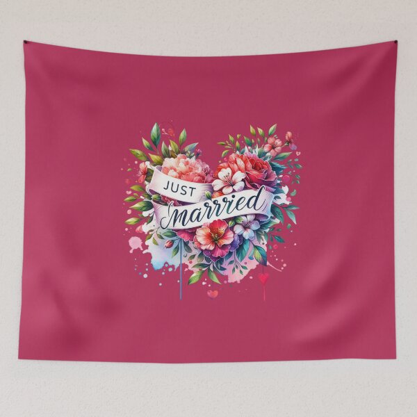 Item preview, Just Married Floral Heart – Romantic Wedding Design for T-Shirts & Gifts designed and sold by artedigital99.