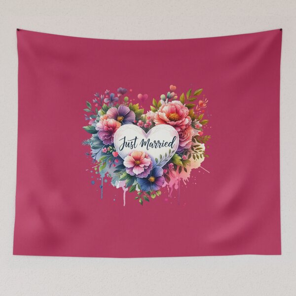 Item preview, Just Married Floral Heart – Romantic Wedding Design for T-Shirts & Gifts designed and sold by artedigital99.