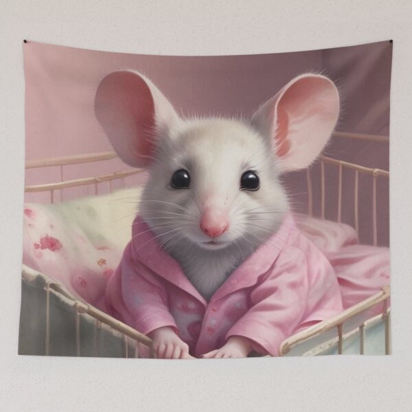 Item preview, Cute mouse in pink pyjamas designed and sold by GasconyPassion.