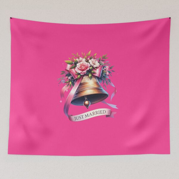 Item preview, "Just Married" Floral Bell – Elegant Wedding Design for T-Shirts & Gifts designed and sold by artedigital99.