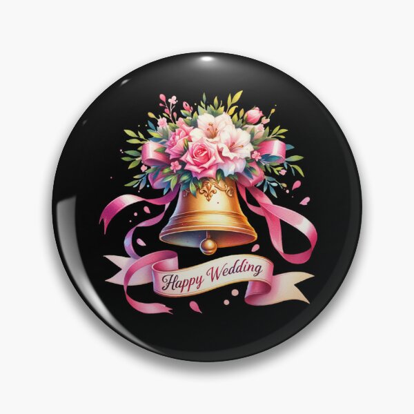 Item preview, "Happy Wedding" Floral Bell – Beautiful Wedding Design for Gifts & Apparel designed and sold by artedigital99.