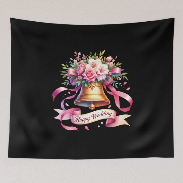 Item preview, "Happy Wedding" Floral Bell – Beautiful Wedding Design for Gifts & Apparel designed and sold by artedigital99.