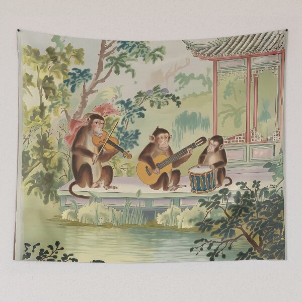 Item preview, Chinoiserie Monkeys with Violin, Guitar, Drum designed and sold by Dshoppin.