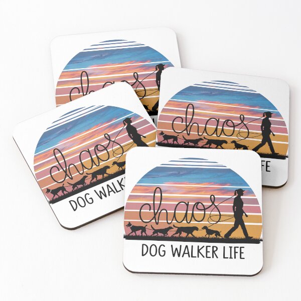 Item preview, "Chaos Dog Walker Life" Sunset Dog Walking T-Shirt designed and sold by MindM.