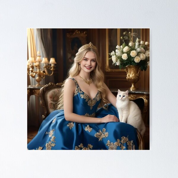 Item preview, Pretty Lady in Luxurious Room with Cute Cat designed and sold by Pim-Crystal.