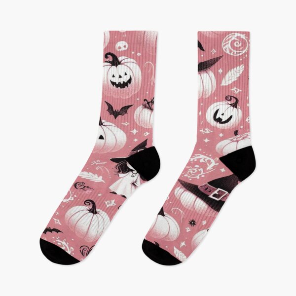 Artikelvorschau, Pink Halloween Whimsy: Kürbisse und Hexen Muster entworfen und verkauft von ChainsArt.
