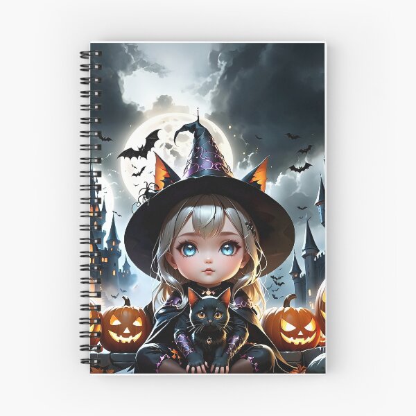 Item preview, Cute Baby Witch with Cat in Halloween Night designed and sold by Pim-Crystal.