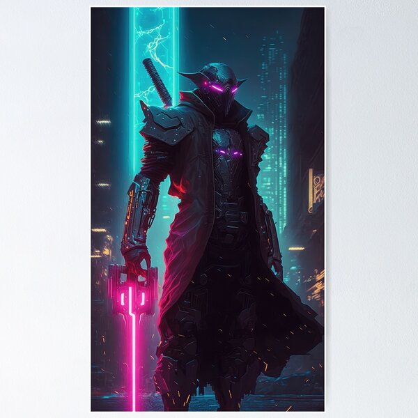 Item preview, Cyberpunk Crusader Neon designed and sold by aiko-art.