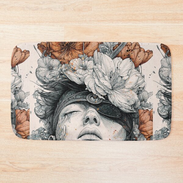 Item preview, Blindfolded Warrior Surrounded by Blossoming Flowers: Surreal Art designed and sold by Qim X Fantasy.