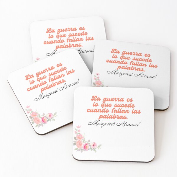 Item preview, Frase de Margaret Atwood "La guerra es lo que sucede cuando fallan las palabras" Flores designed and sold by Bookwormshop.
