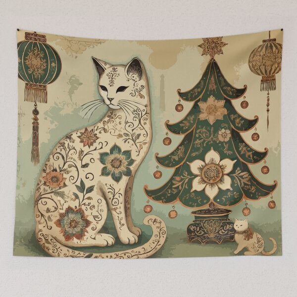 Item preview, Vintage Christmas Chinoiserie Toile designed and sold by BioscorDesigns.