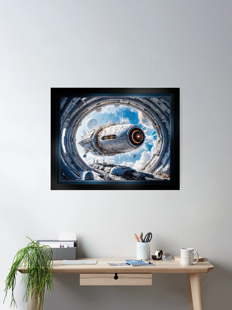 Docking Of The Futuristic Spaceship Chrylasis AI Concept Art by Xzendor7 - A Mesmerizing Vision Of Things To Come 2 Docking Of The Futuristic Spaceship Chrylasis Breathtaking AI Concept Art by Xzendor7 Wall Decor Poster Art Print