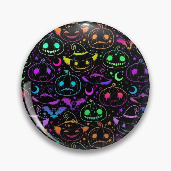 Item preview, Neon Halloween Jack-O'-Lantern Pattern designed and sold by ChainsArt.