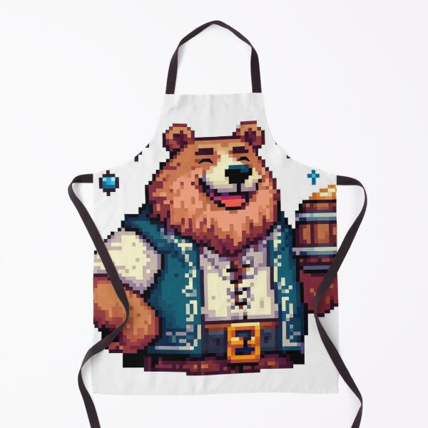 Item preview, Cheerful Bear with Mead in Pixel Art designed and sold by ZenOfAIarts.