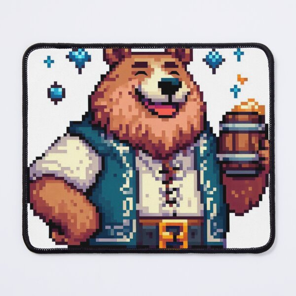 Item preview, Cheerful Bear with Mead in Pixel Art designed and sold by ZenOfAIarts.