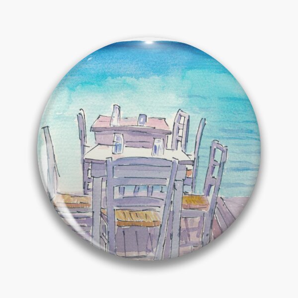Item preview, Dreaming of a Waterfront Restaurant Table with Turquoise Sea designed and sold by artshop77.