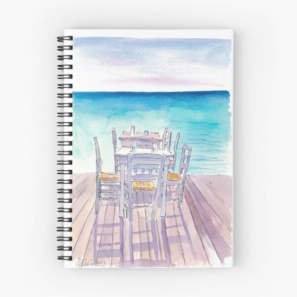 Item preview, Dreaming of a Waterfront Restaurant Table with Turquoise Sea designed and sold by artshop77.