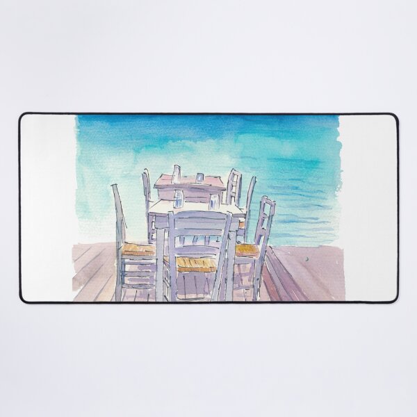 Item preview, Dreaming of a Waterfront Restaurant Table with Turquoise Sea designed and sold by artshop77.