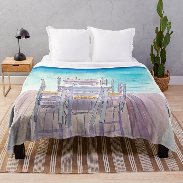 Item preview, Dreaming of a Waterfront Restaurant Table with Turquoise Sea designed and sold by artshop77.