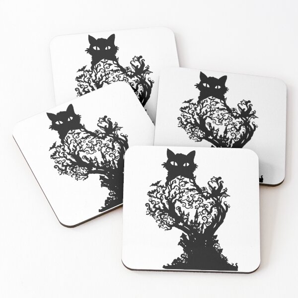 Item preview, Halloween Cat Diorama with castle bat stars tree spooky vibe designed and sold by The Nerd Gift Source.