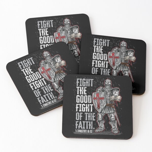 Item preview, Knight Holding Bible Good Fight of Faith Verse designed and sold by WBGraphix.