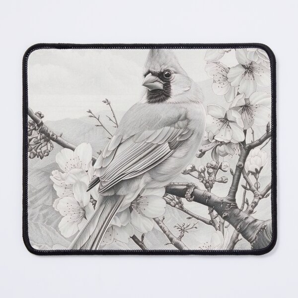 Item preview, Black and White Cardinal Pencil Drawing designed and sold by Pencil-Art.