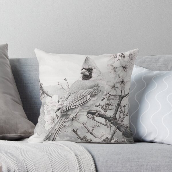 Item preview, Black and White Cardinal Pencil Drawing designed and sold by Pencil-Art.