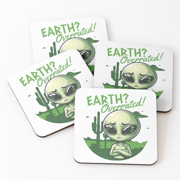 Item preview, EARTH OVERRATED - GREEN ALIEN designed and sold by justyna-s28.