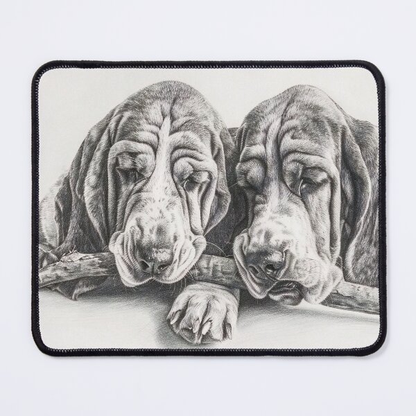 Item preview, Black and white Bloodhound pencil drawing designed and sold by Pencil-Art.