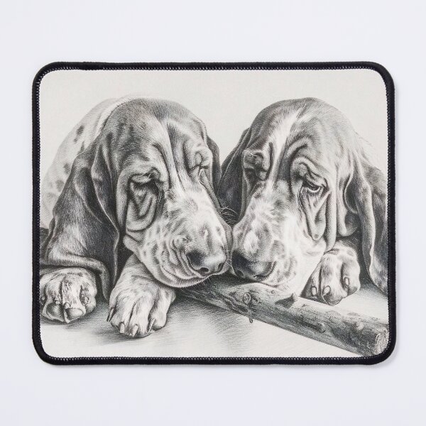 Item preview, Black and white Bloodhound pencil drawing designed and sold by Pencil-Art.