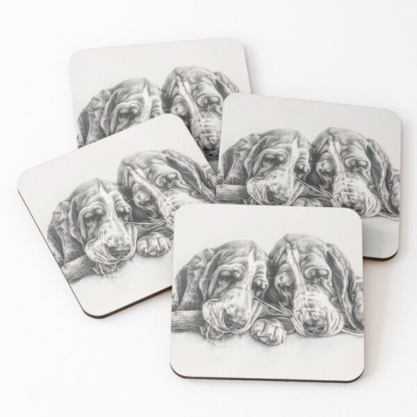 Item preview, Black and white Bloodhound pencil drawing designed and sold by Pencil-Art.