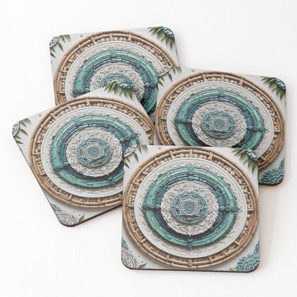 Item preview, Mandala of intertwined leaves in green and brown tones designed and sold by MandalasShops.