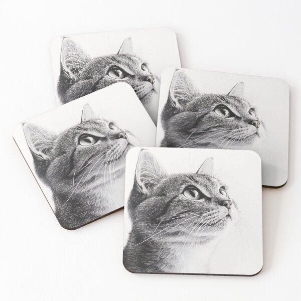 Item preview, Black and white cat pencil drawing designed and sold by Pencil-Art.