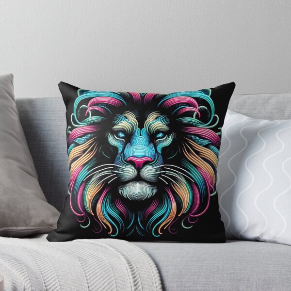 Item preview, Neon vintage lion designed and sold by LvlUpPrints.