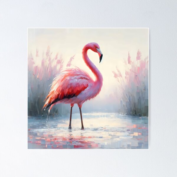 Item preview, Graceful Flamingo in a Pond designed and sold by GoldenPattern.