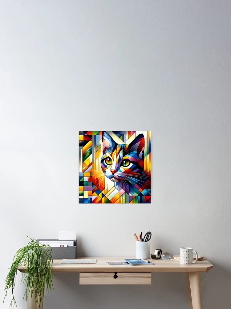 Thumbnail 2 of 3, Poster, Abstract Cat designed and sold by GoldenPattern.