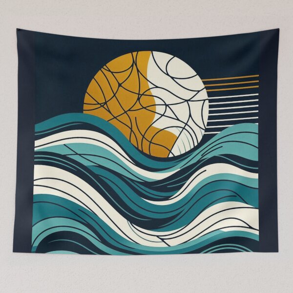 Item preview, bold sweeping wave lines designed and sold by Dominika Farkašová.