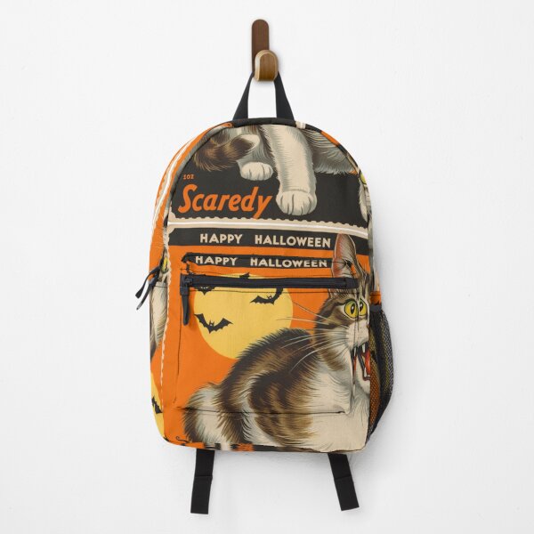 Item preview, halloween scaredy cat vintage 1940s pumpkin orange designed and sold by toastygoat.